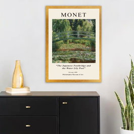 Wallity Cuadro Decorativo de Claude Monet Pasarela Japonesa y Estanque de Nenúfares 35 x 45 cm